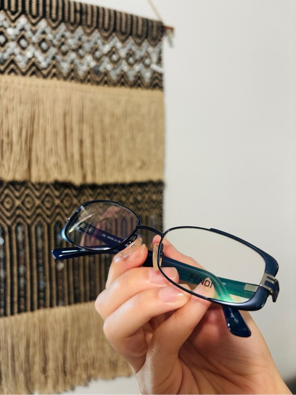 Fendi Navy Blue Black Metal Frame Glasses